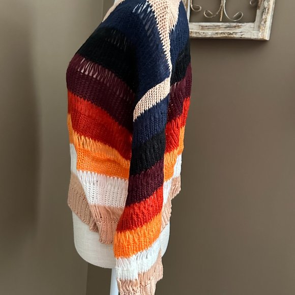 SHEIN Women's Lightweight Sweater Drop Shoulder Color Block CrewNeck M - Picture 10 of 12